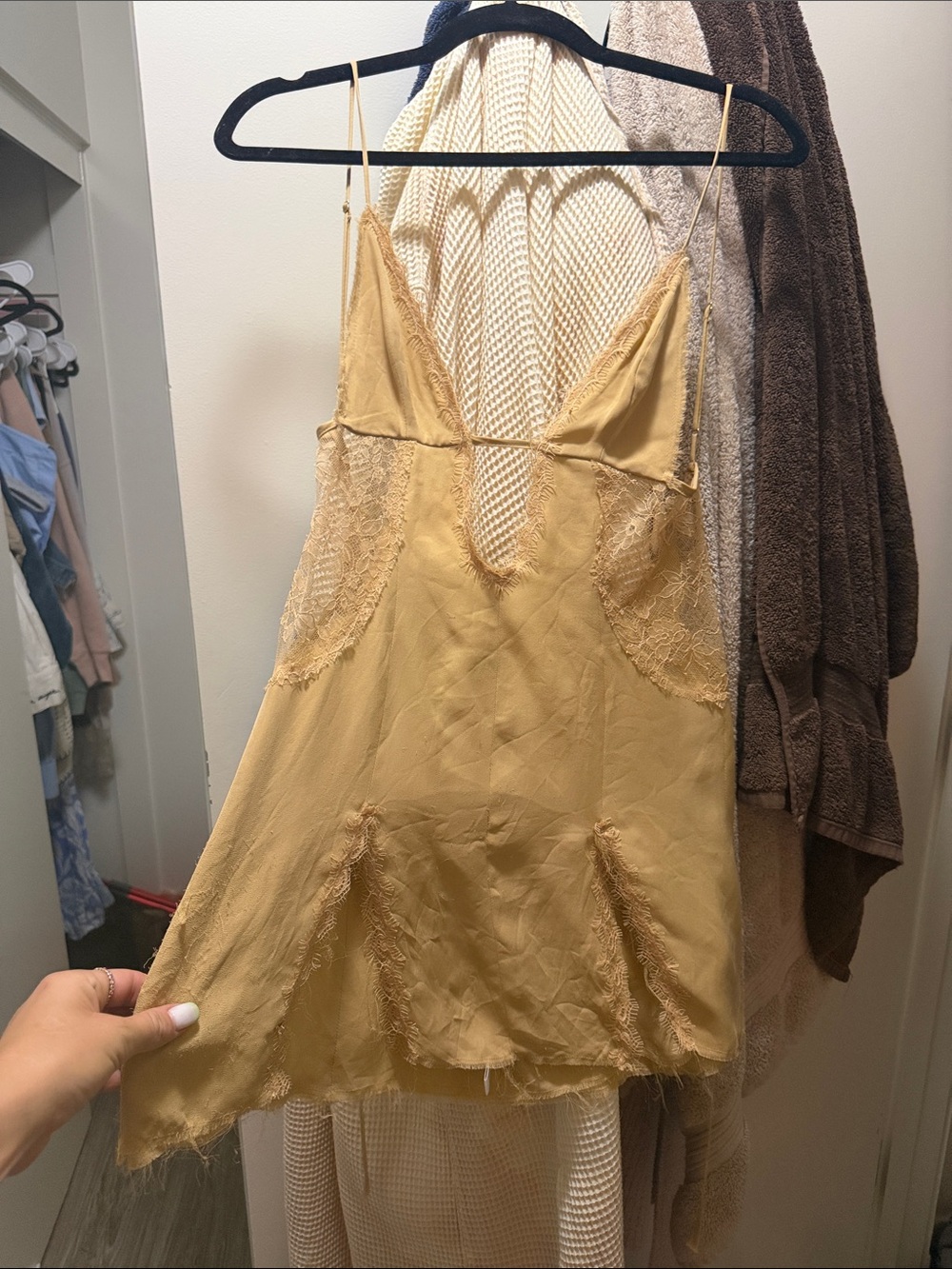 Are you ami Lace-Trim Slip Dress in Mustard Yellow - Women Intimates & Sleepwear